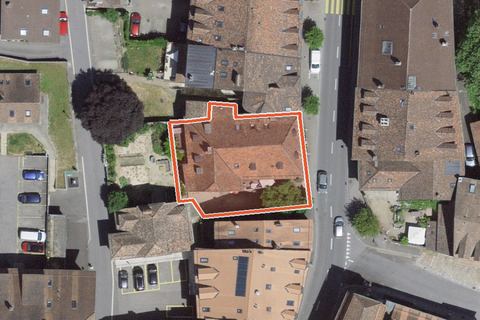 Foto aerea con la particella, COSSONAY Grand-Rue