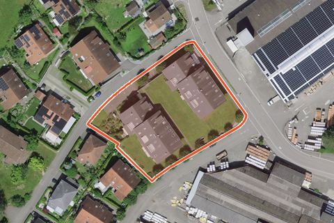 Luftbild mit Grundstück, Frick